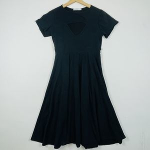 Rebdolls Basic Black Jersey Knit Keyhole Neck Short Sleeve Dress Womens Large‎